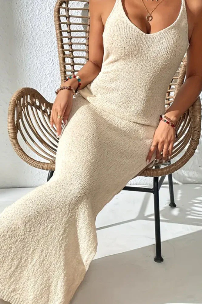 Hollow Out Sheer Split Cami Knit Sweater Dress - Image 2