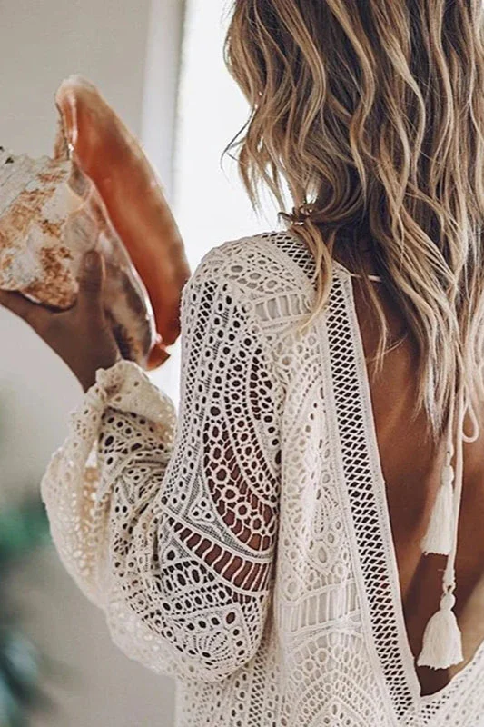 Hollow Out Tassel Beach Boho Dress - Image 12