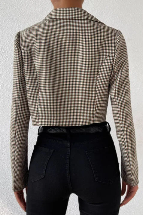 Houndstooth Cropped Blazer - Image 3