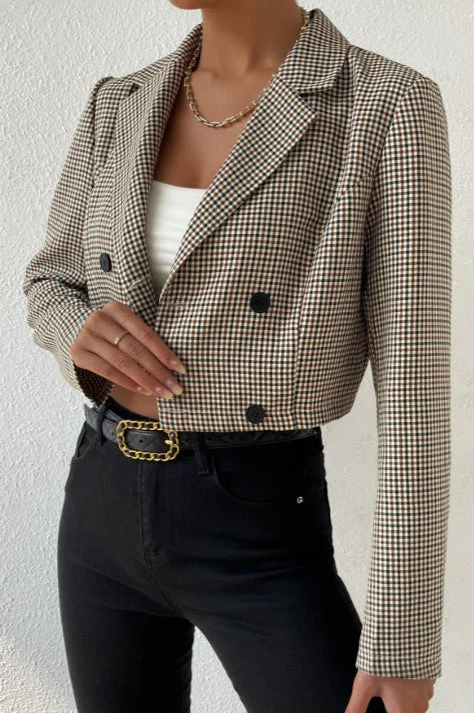 Houndstooth Cropped Blazer - Image 5