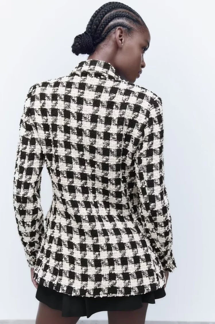 Houndstooth Double Breasted Blazer - Image 3
