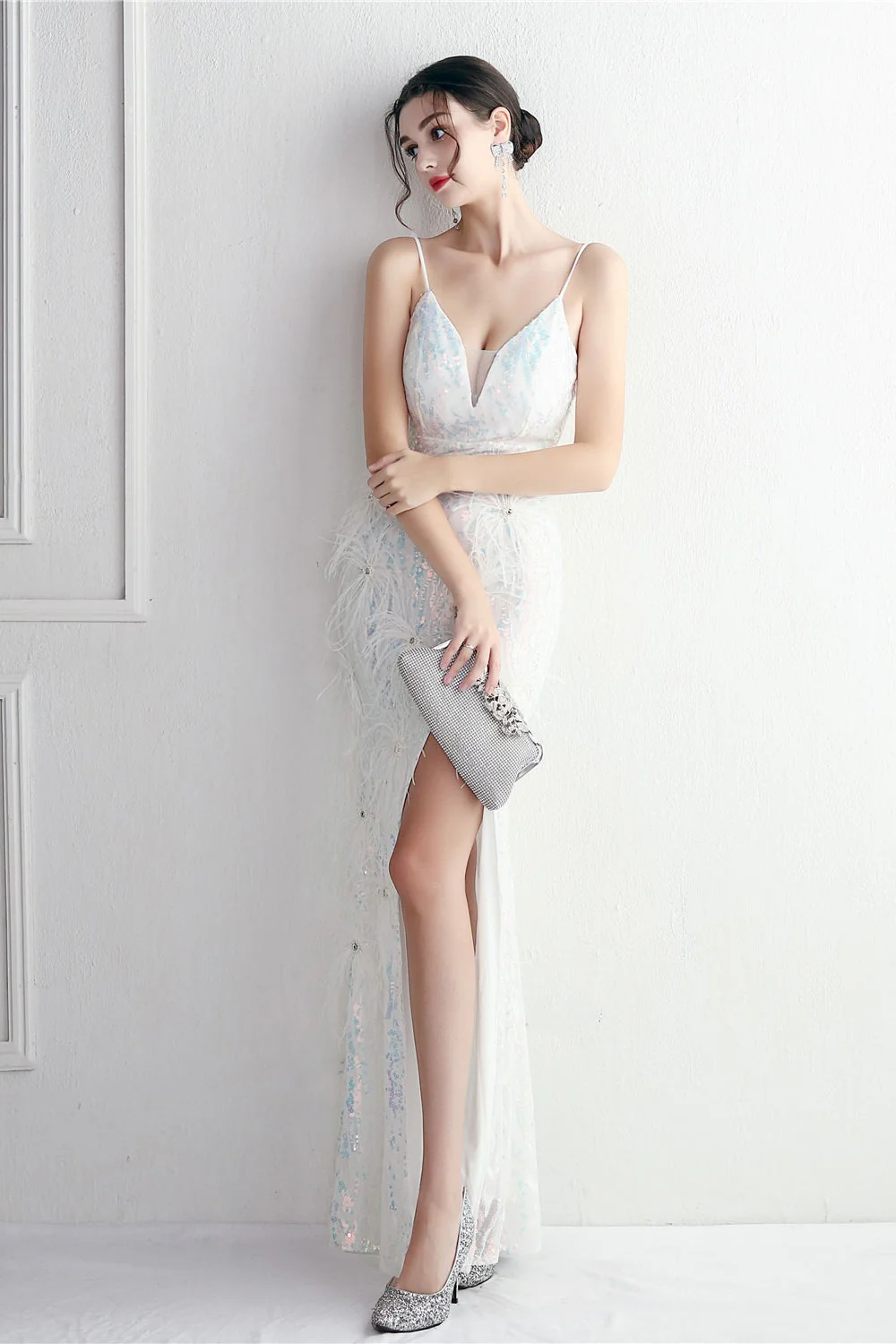 Intricate Beadwork Figure Hugging Gown Formal Dress - Image 11