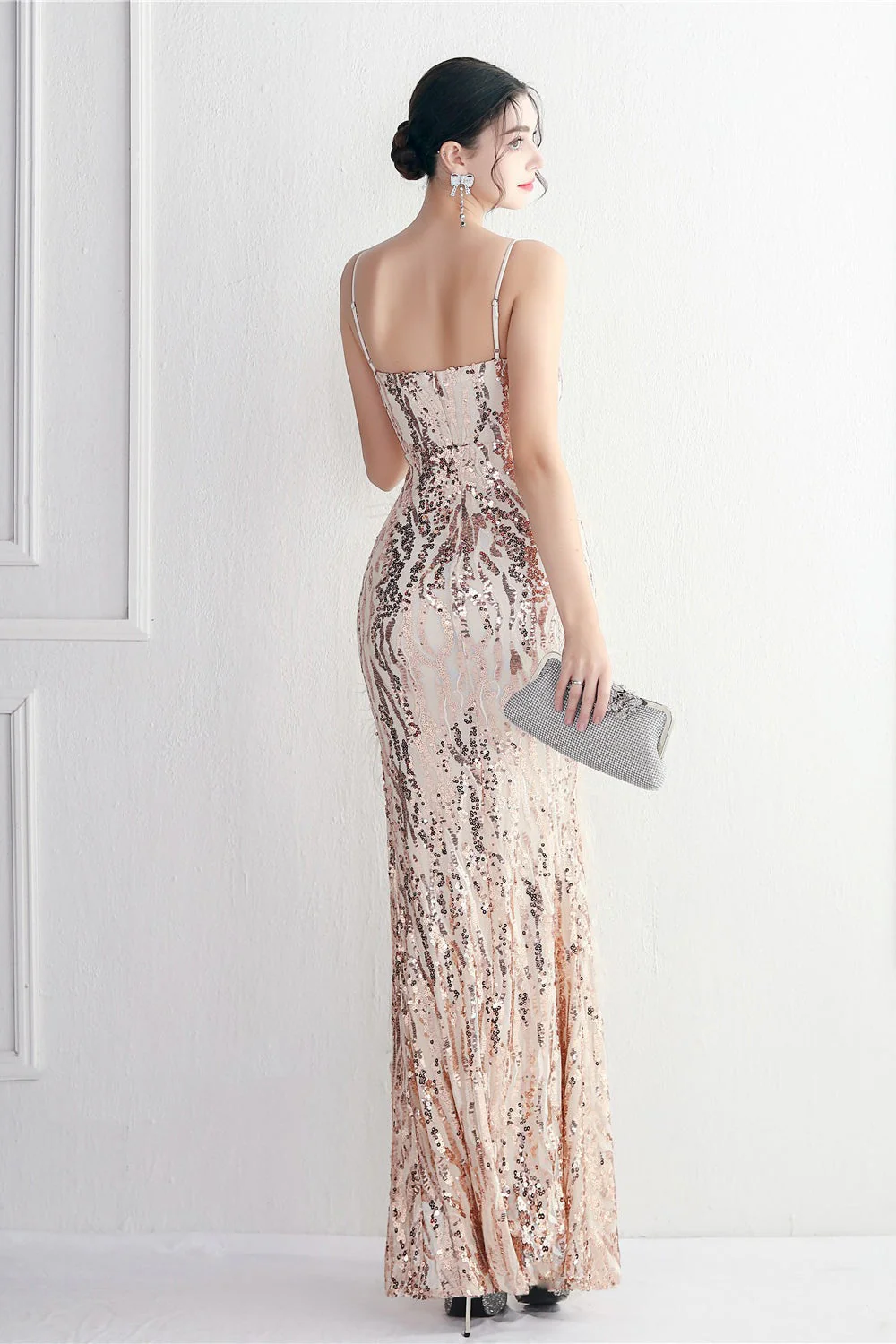 Intricate Beadwork Figure Hugging Gown Formal Dress - Image 24