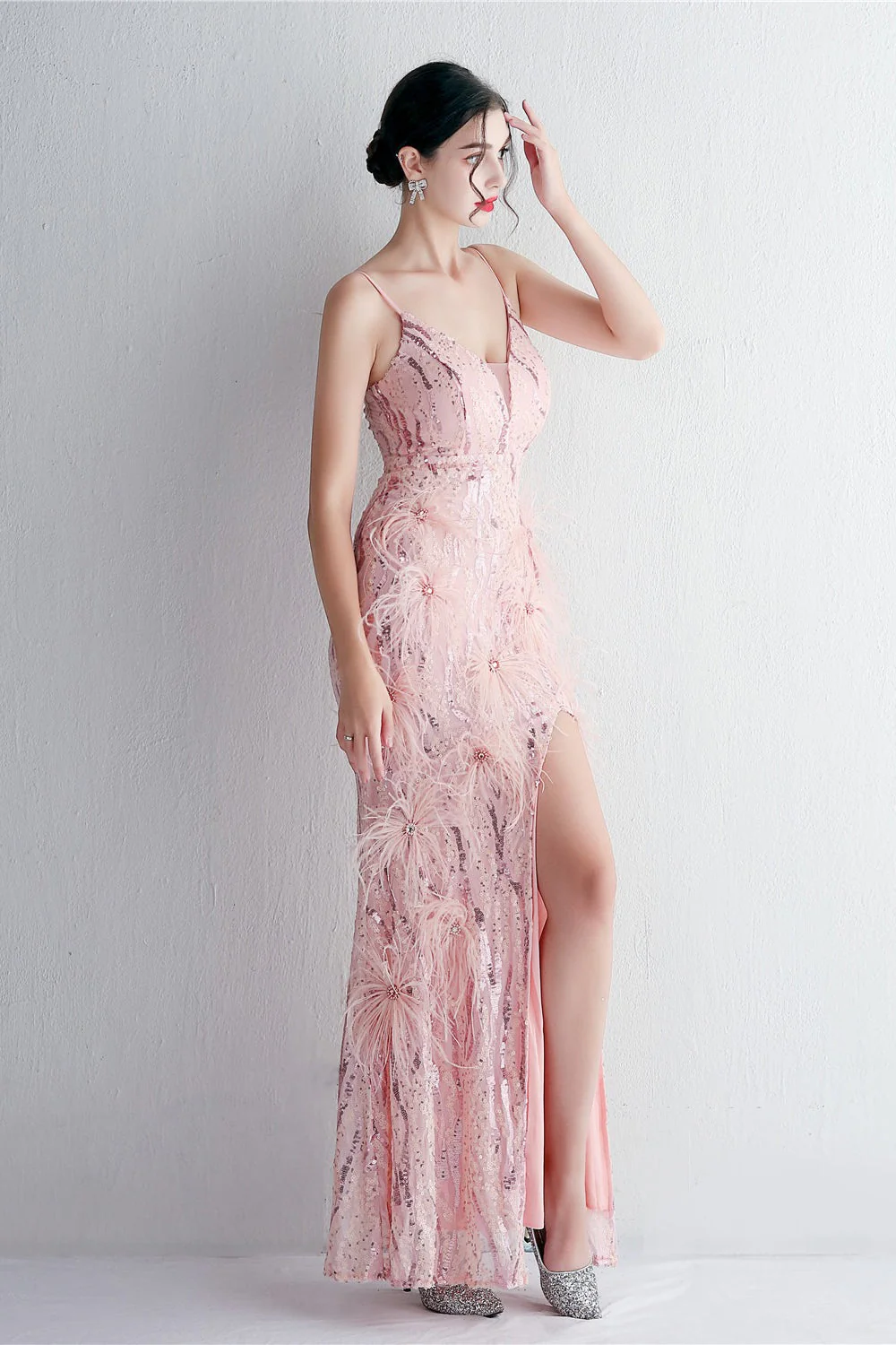 Intricate Beadwork Figure Hugging Gown Formal Dress - Image 3