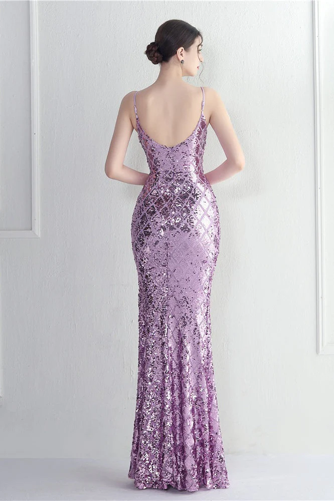 Iridescent Sequin Slit Bodycon Maxi Dress - Image 12