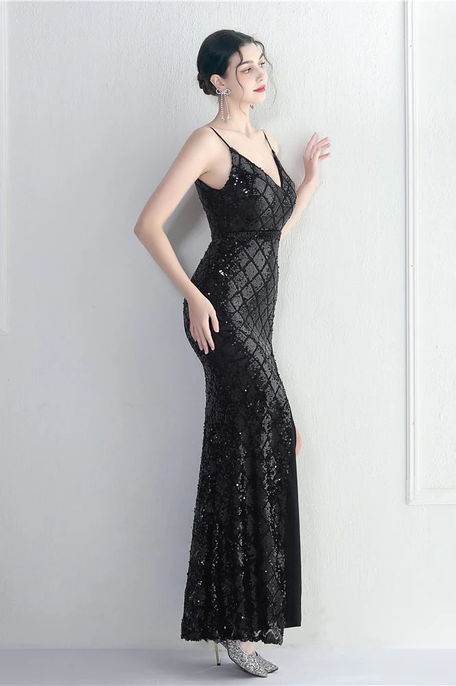 Iridescent Sequin Slit Bodycon Maxi Dress - Image 13