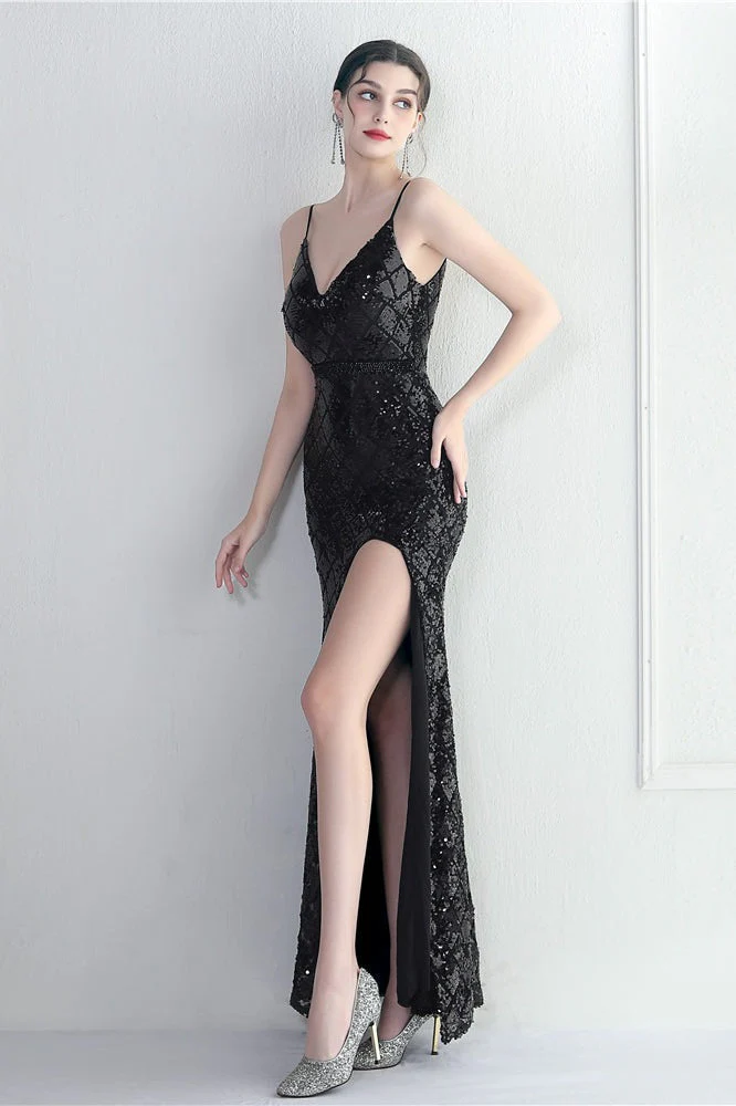 Iridescent Sequin Slit Bodycon Maxi Dress - Image 14