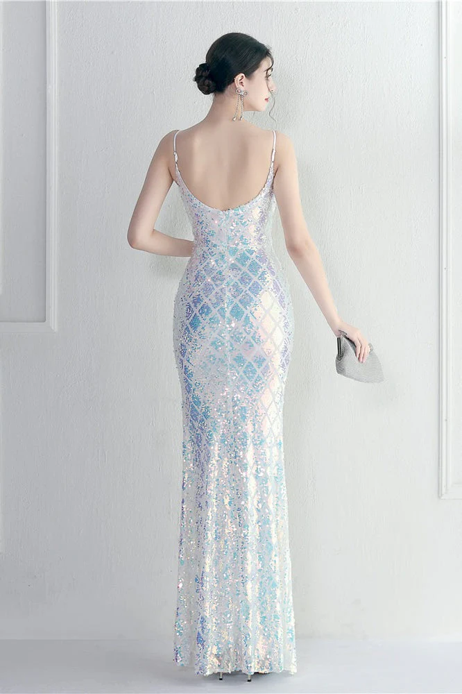 Iridescent Sequin Slit Bodycon Maxi Dress - Image 4