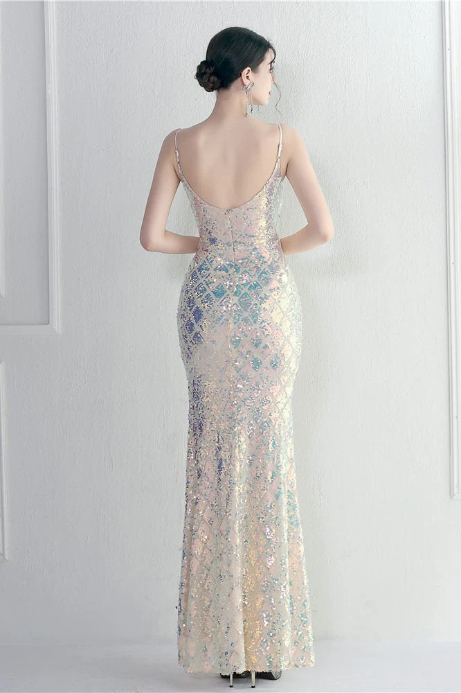 Iridescent Sequin Slit Bodycon Maxi Dress - Image 8