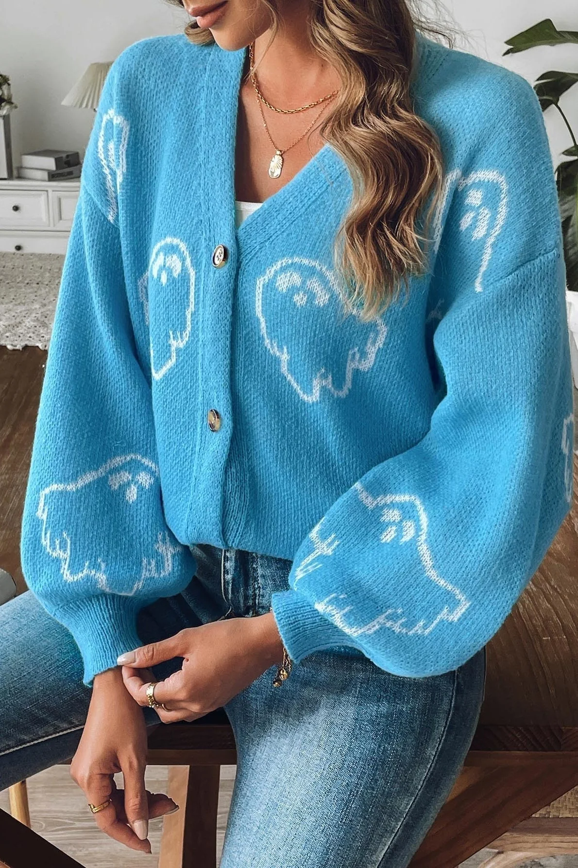 Jacquard Button Cardigan - Image 5
