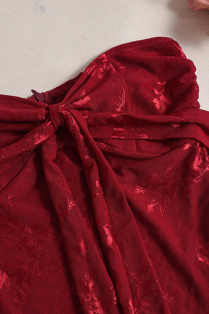 Jacquard Mesh Strapless Party Dress - Image 6