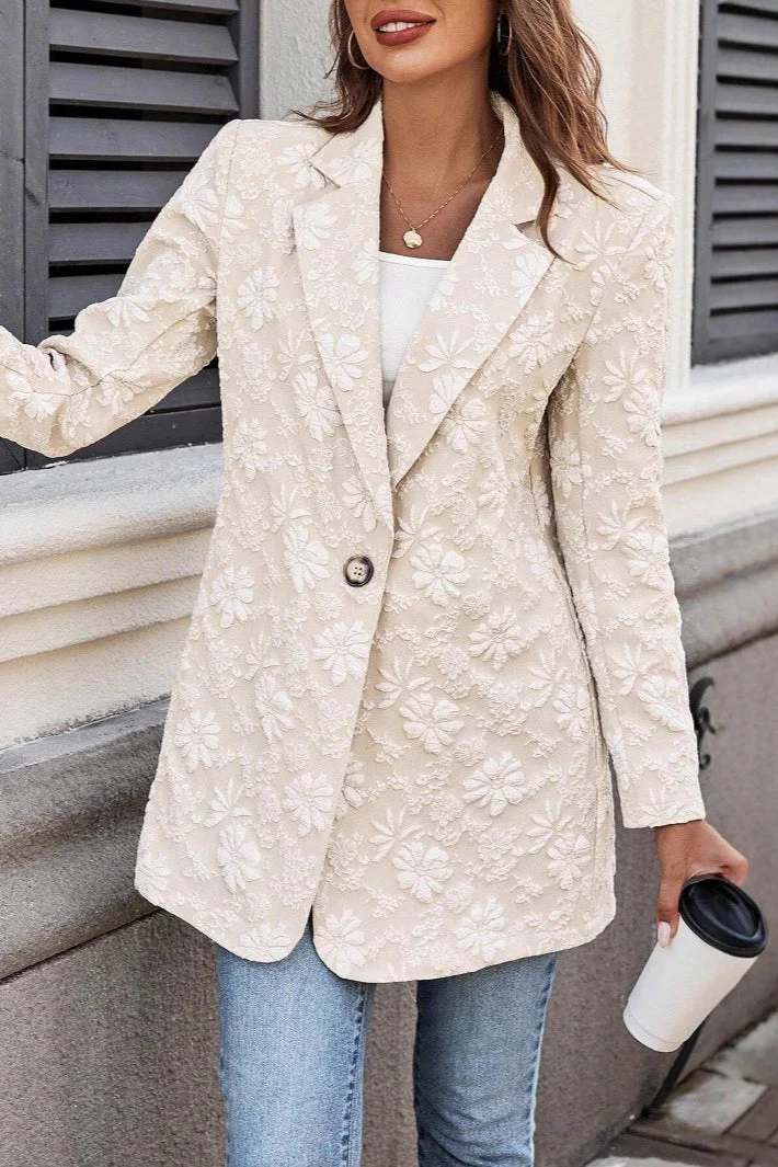 Jacquard Slim Fit Single-Button Blazer - Image 2