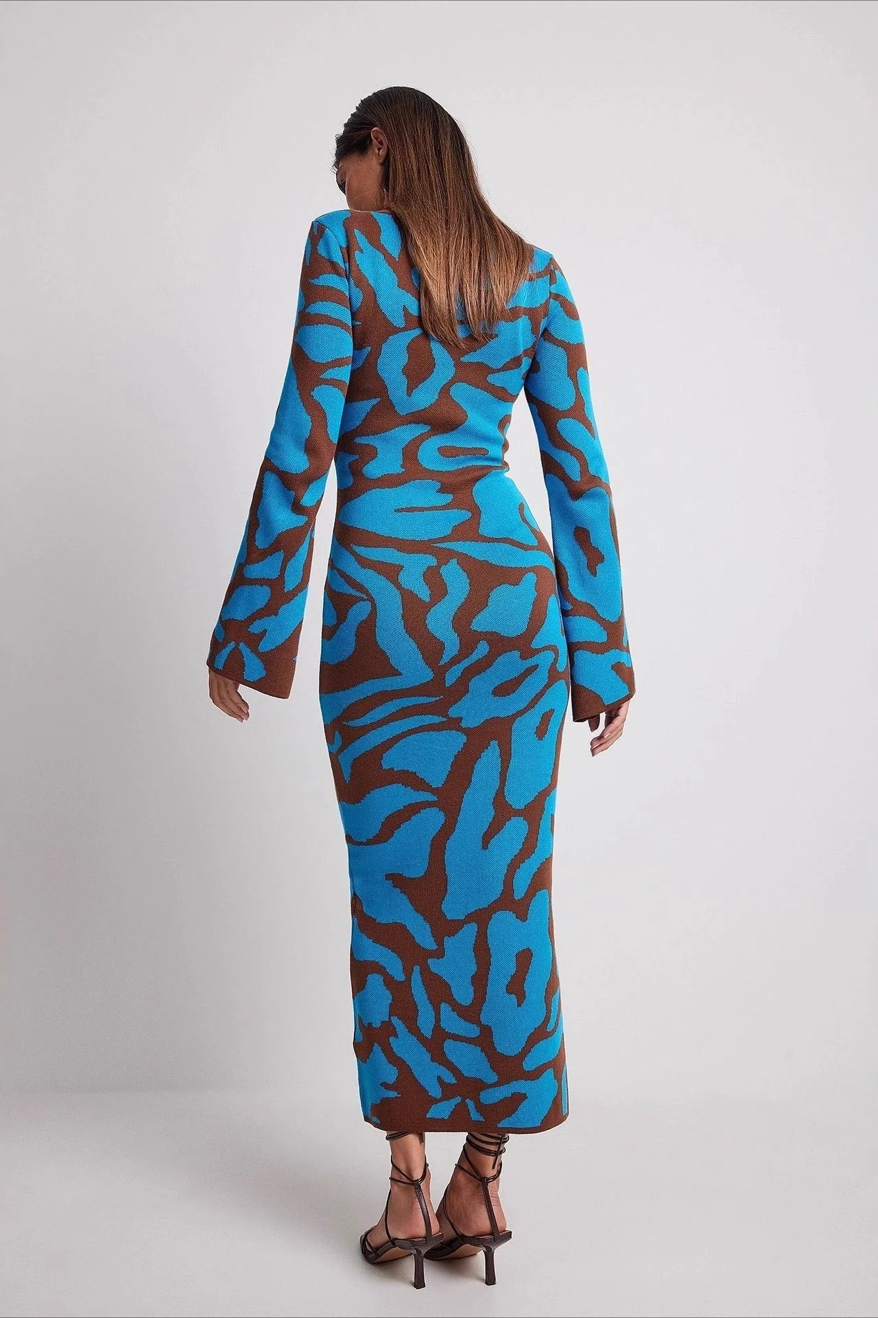 Knit Leopard Print Long Sleeve Sweater Dress - Image 3