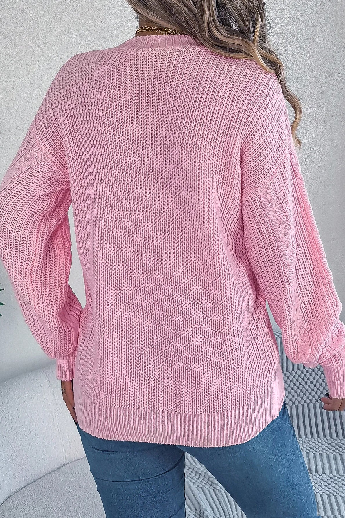 Knitted Long Sleeve Loose Single Breasted Cardigan - Image 18