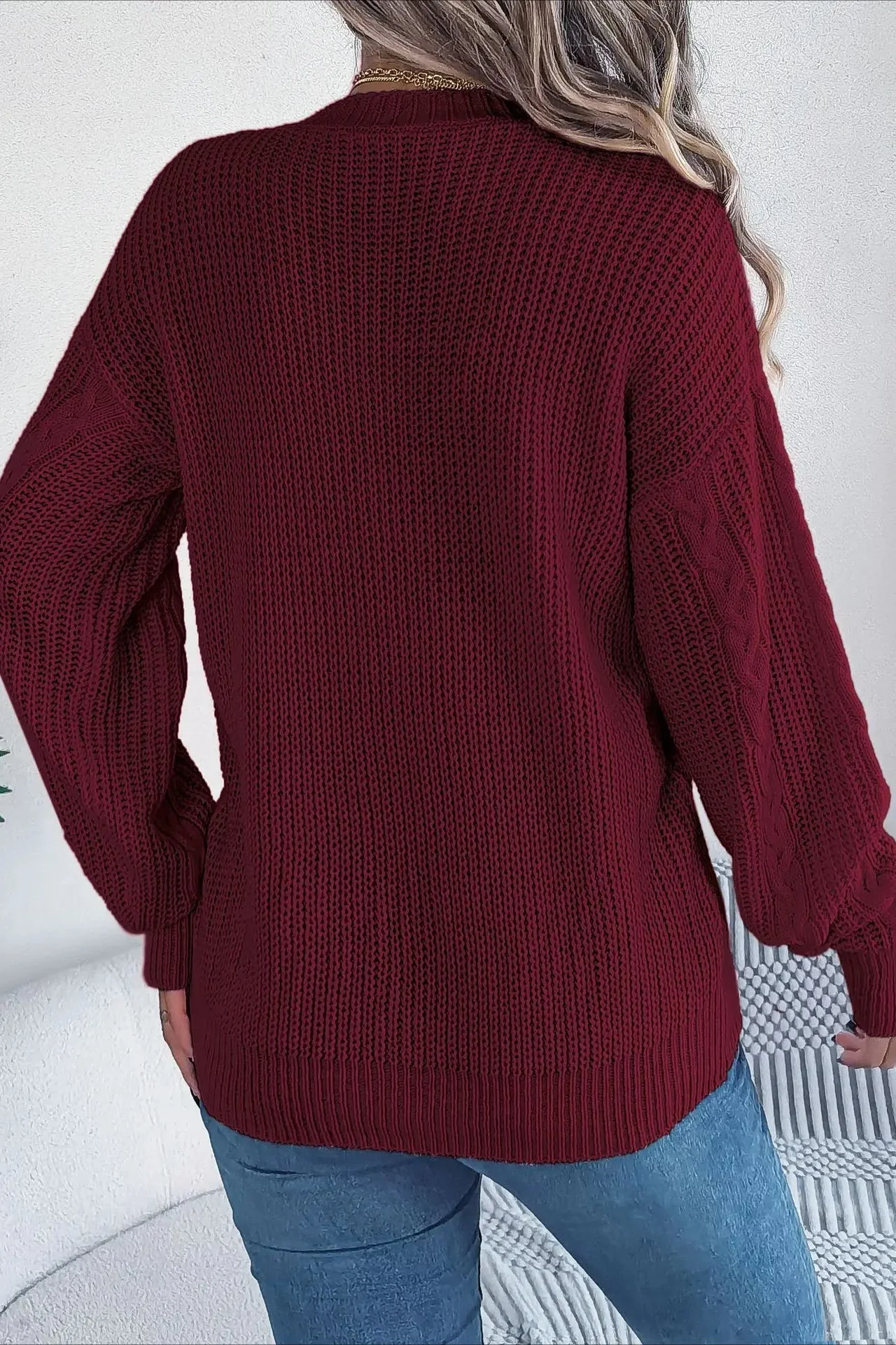 Knitted Long Sleeve Loose Single Breasted Cardigan - Image 21