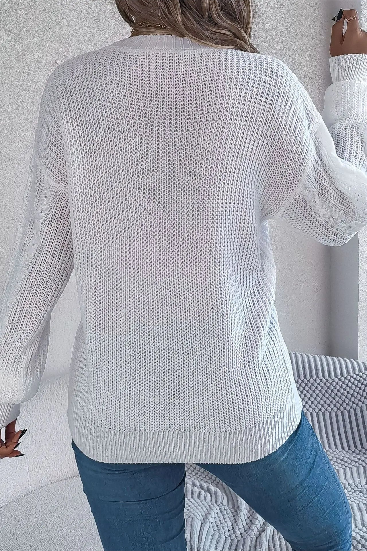 Knitted Long Sleeve Loose Single Breasted Cardigan - Image 6