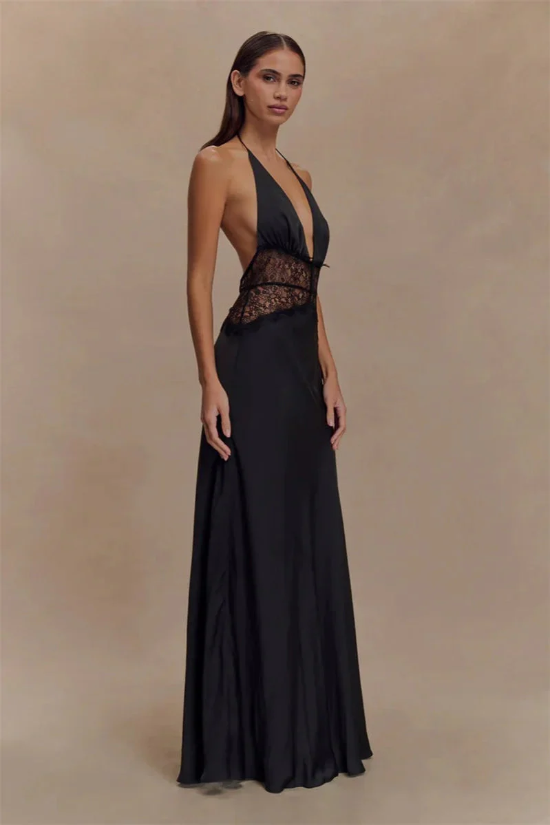 Lace Patchwork Backless Halter Boho Dress - Image 18