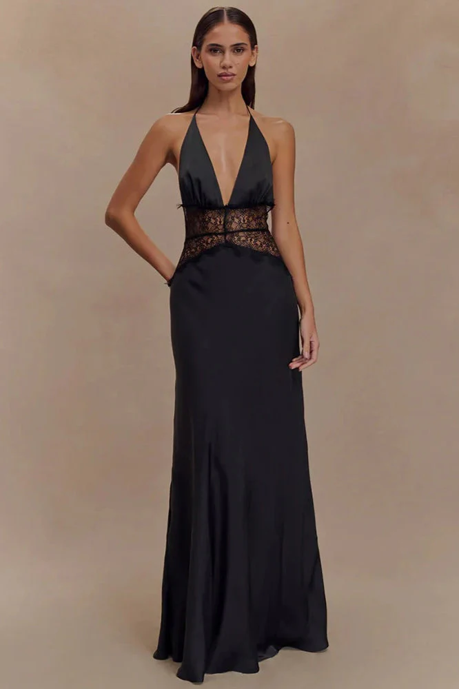 Lace Patchwork Backless Halter Boho Dress - Image 24