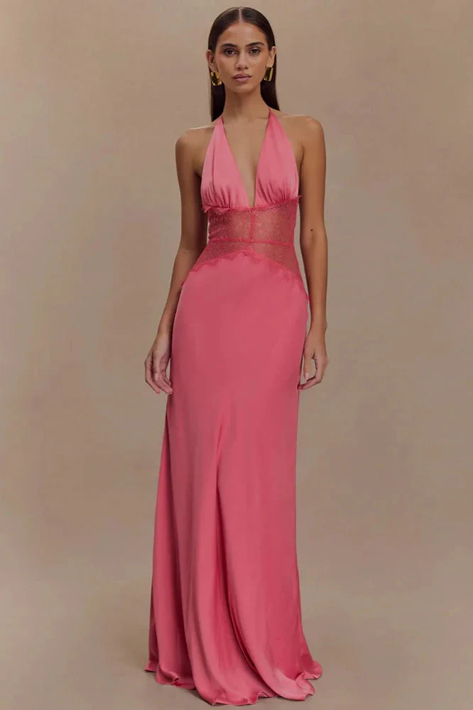 Lace Patchwork Backless Halter Boho Dress - Image 37
