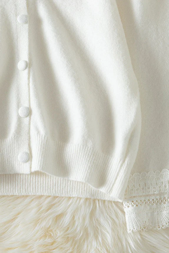 Lace Trim V Neck Cardigan - Image 6