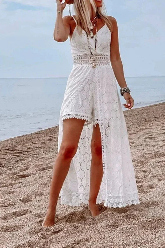 Lace V Neck Hollow Boho Dress - Image 7