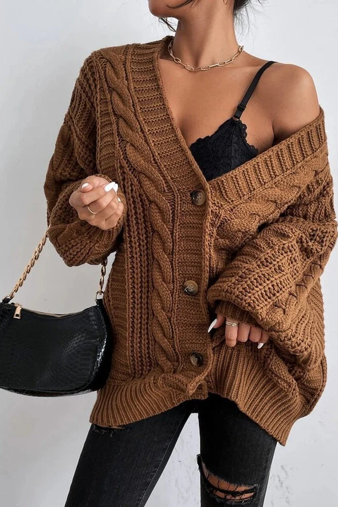 Lantern Sleeve Cable Knit Sweater - Image 16