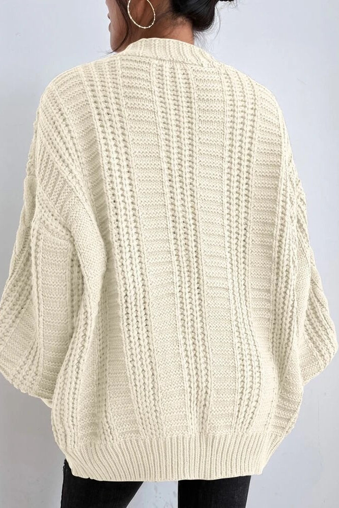 Lantern Sleeve Cable Knit Sweater - Image 19