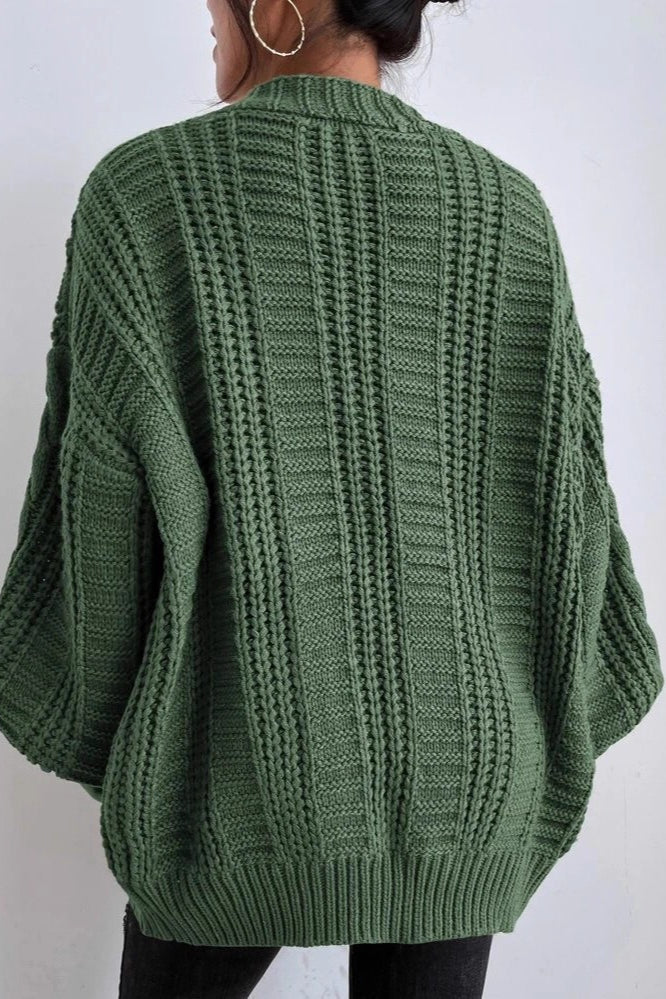 Lantern Sleeve Cable Knit Sweater - Image 20