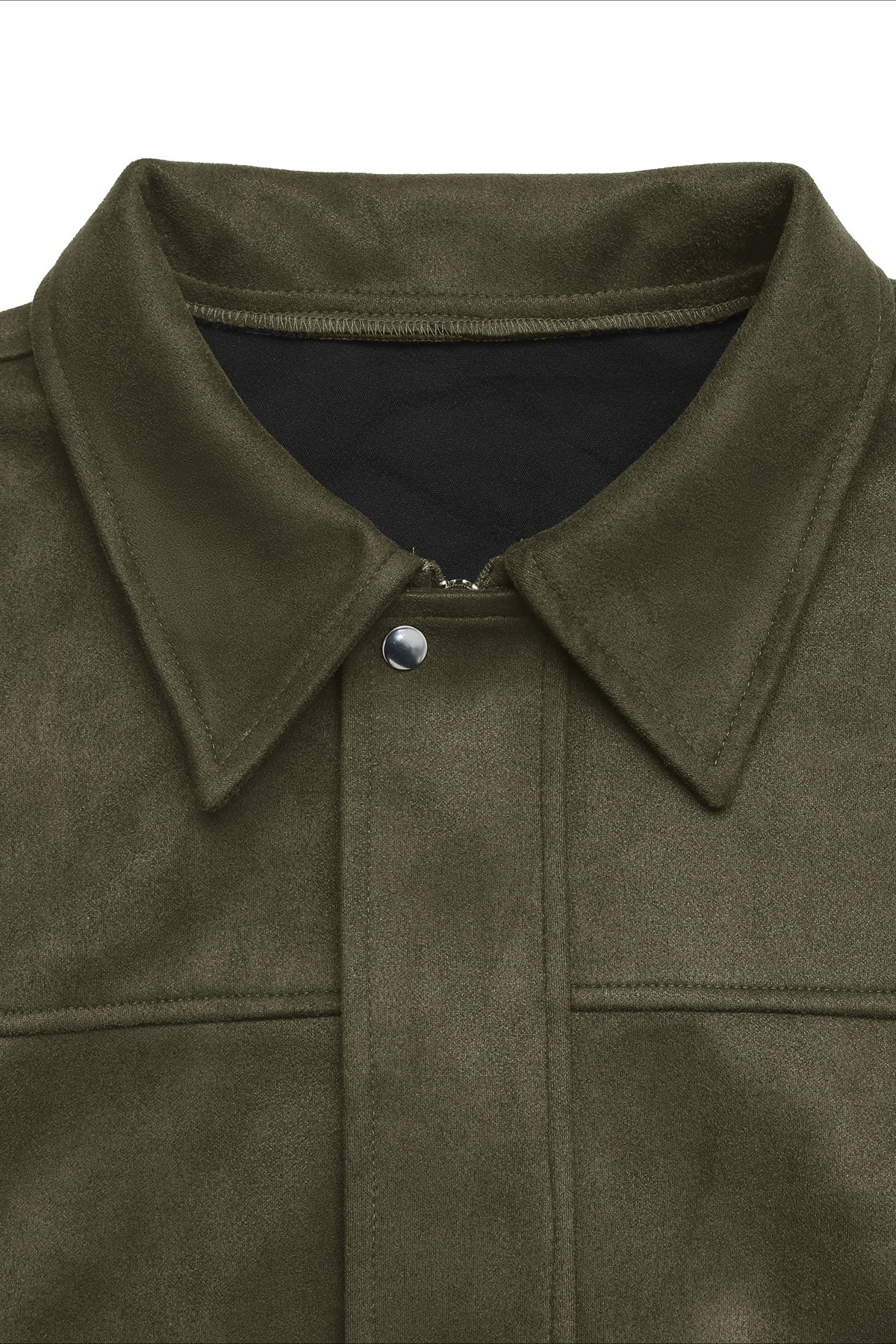 Lapel Collar Suede-Look Bomber Jacket - Image 7