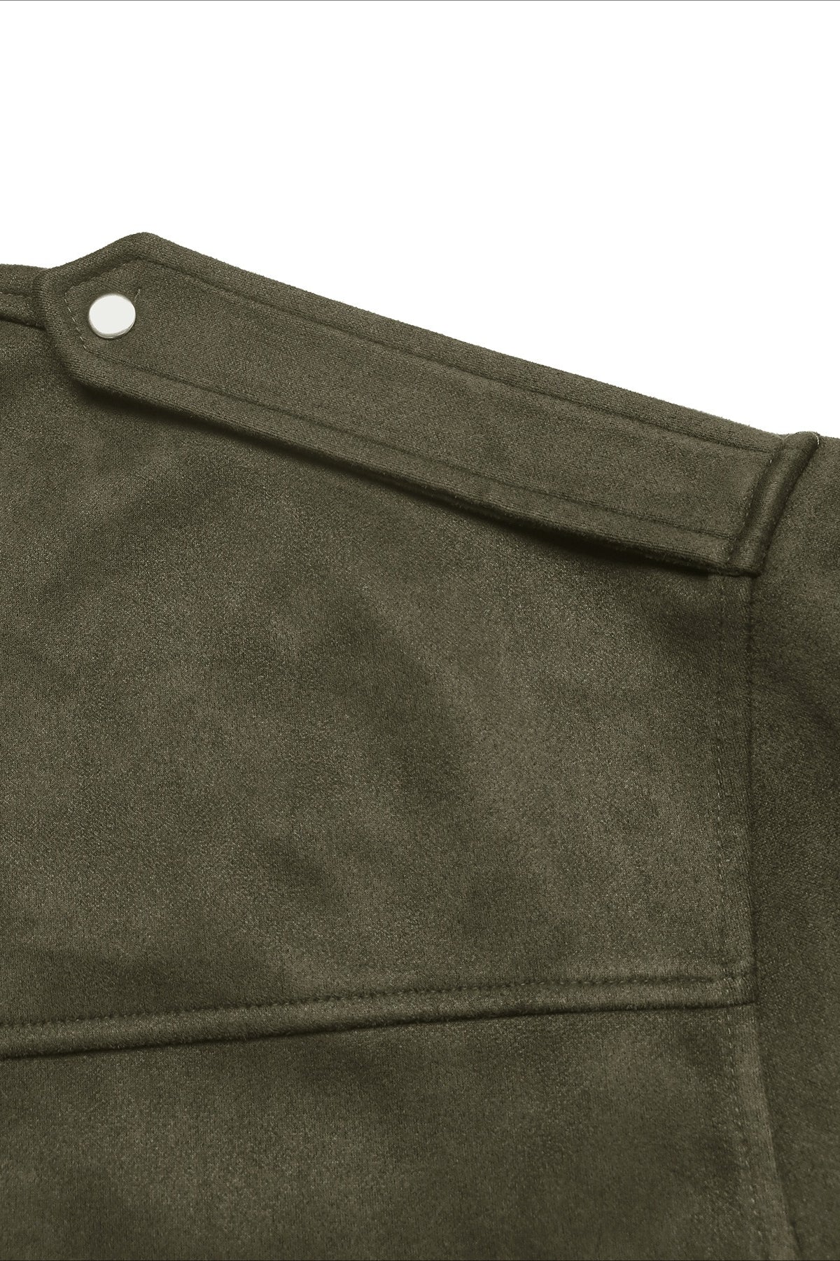 Lapel Collar Suede-Look Bomber Jacket - Image 8