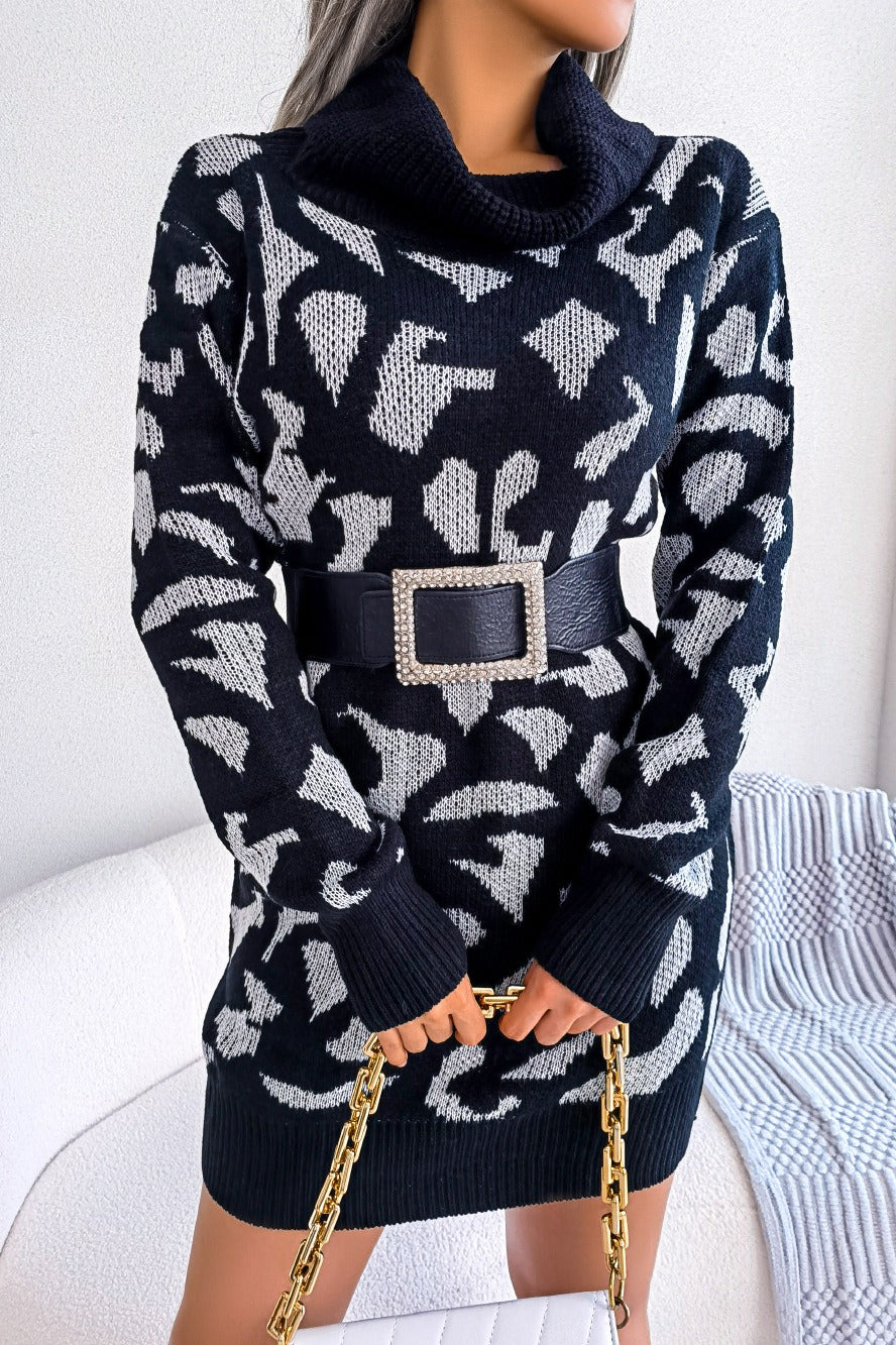 Leopard Turtleneck Sweater Dress - Image 12