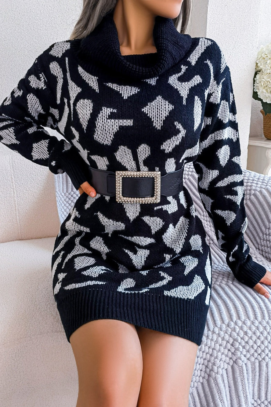 Leopard Turtleneck Sweater Dress - Image 14