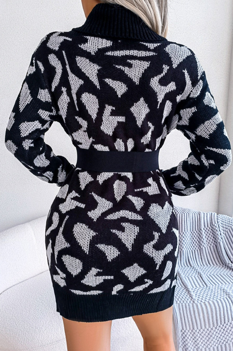 Leopard Turtleneck Sweater Dress - Image 15