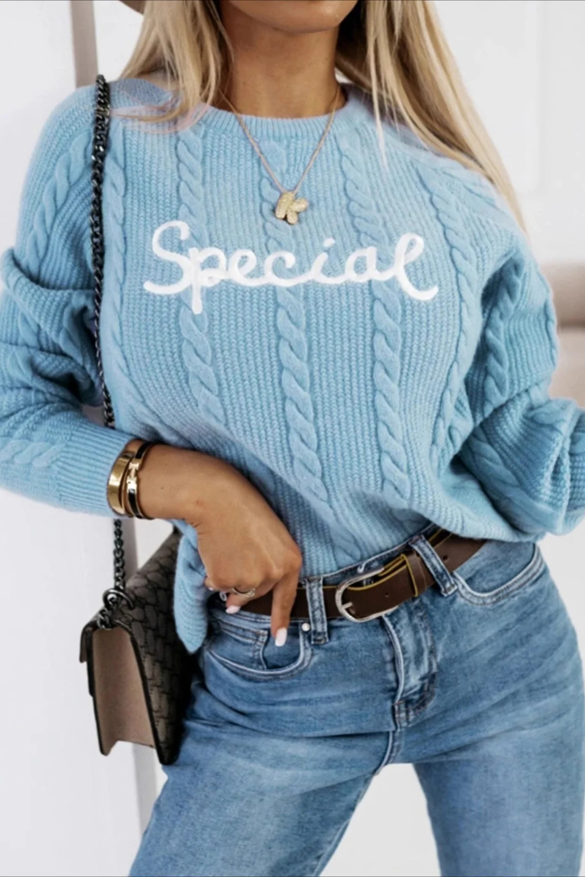 Letter Embroidered Knit Pullover Sweater - Image 14
