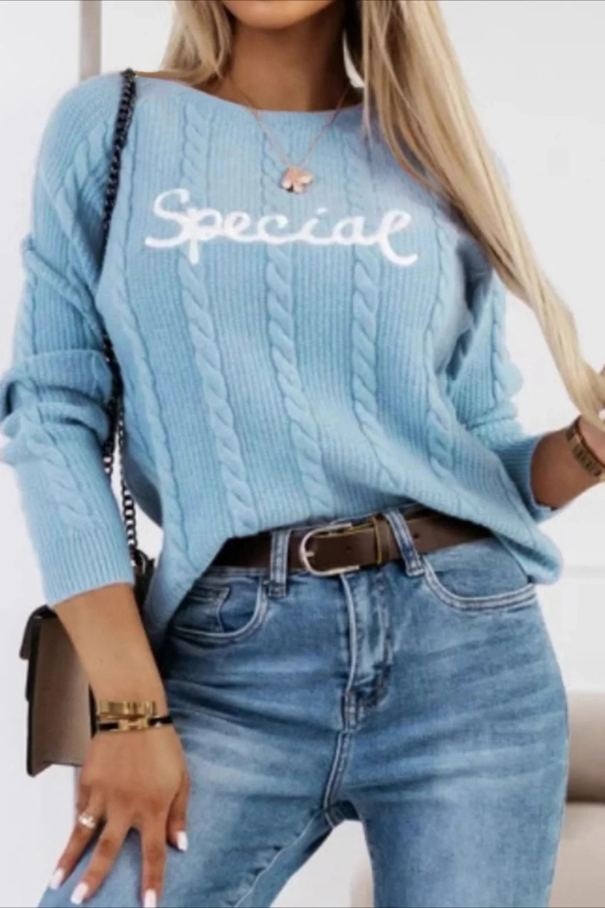 Letter Embroidered Knit Pullover Sweater - Image 3