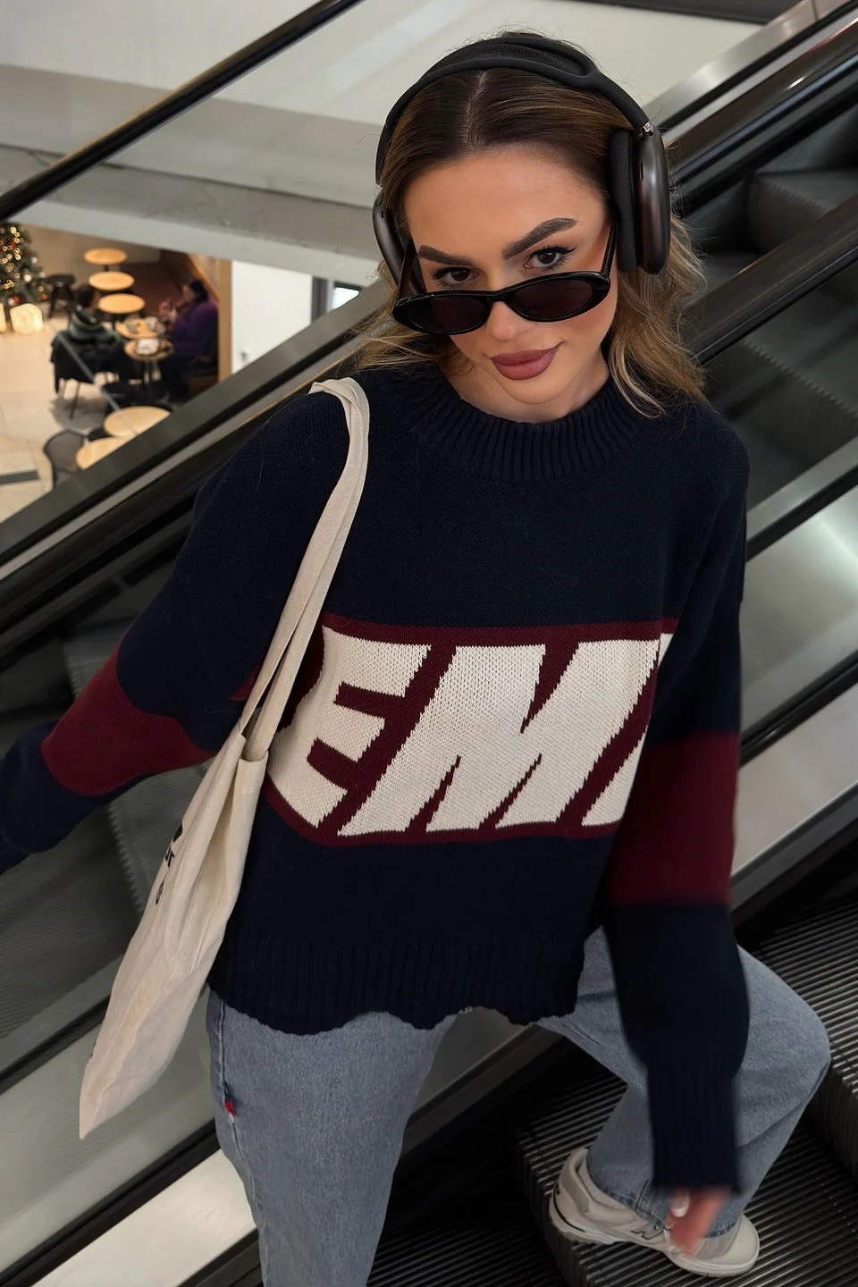 Letter Graphic Crew Neck Sweater - Image 2