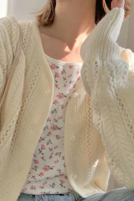 Lightweight Hollow Knit Vest Cardigan - Image 3