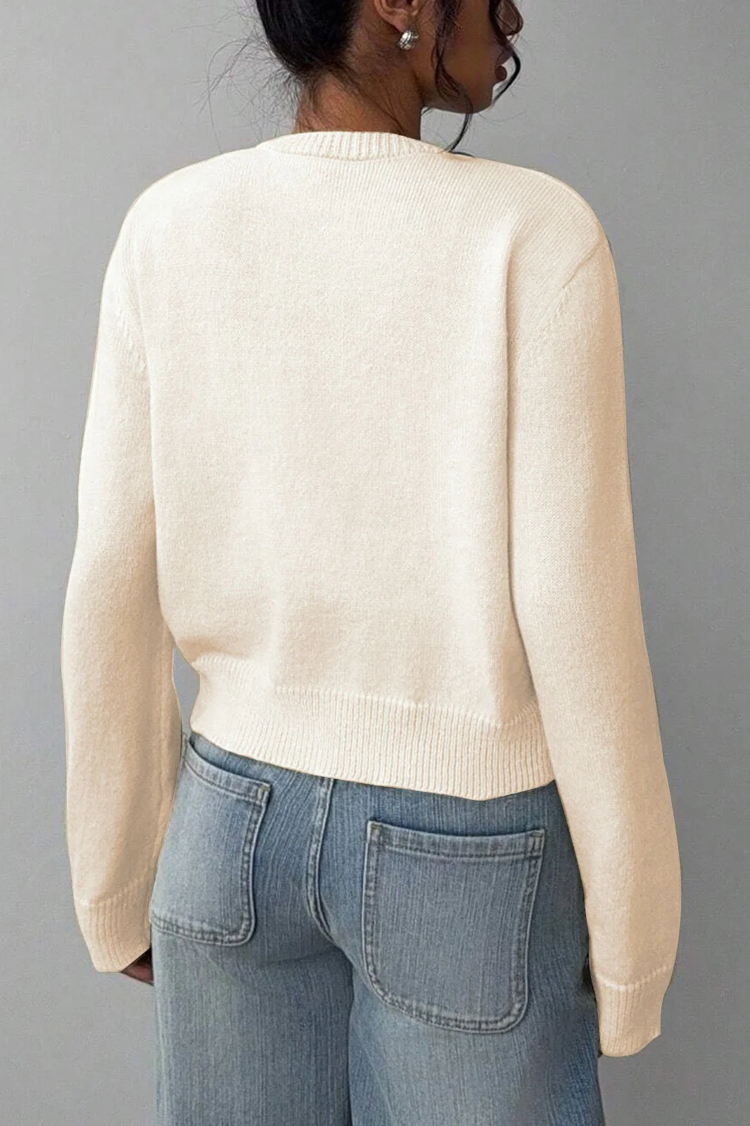 Lightweight Round Neck Button Cardigan - Image 10