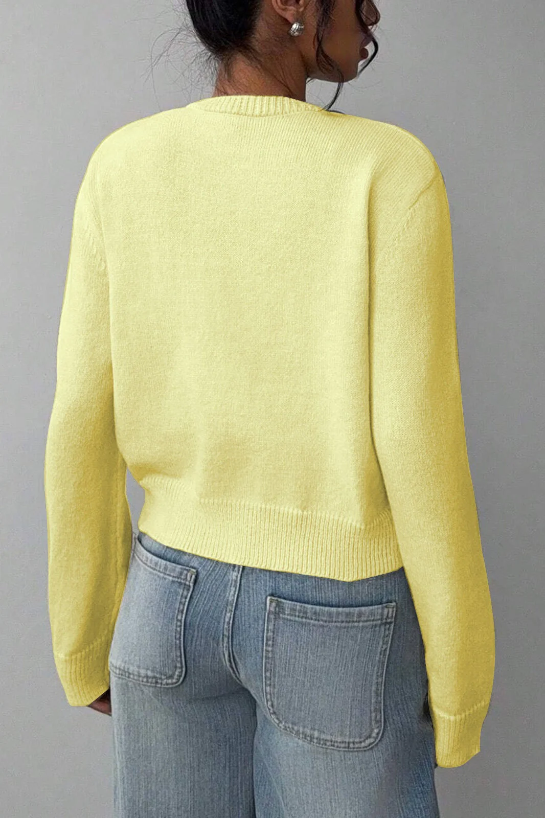 Lightweight Round Neck Button Cardigan - Image 4