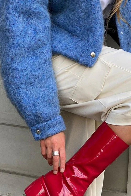 Long Sleeve Blue Wool Jacket - Image 4