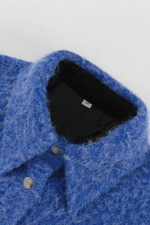Long Sleeve Blue Wool Jacket - Image 5