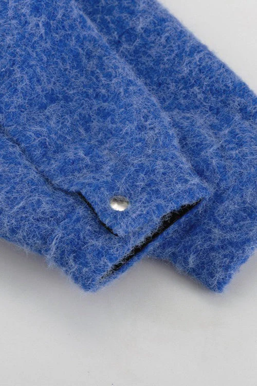 Long Sleeve Blue Wool Jacket - Image 6
