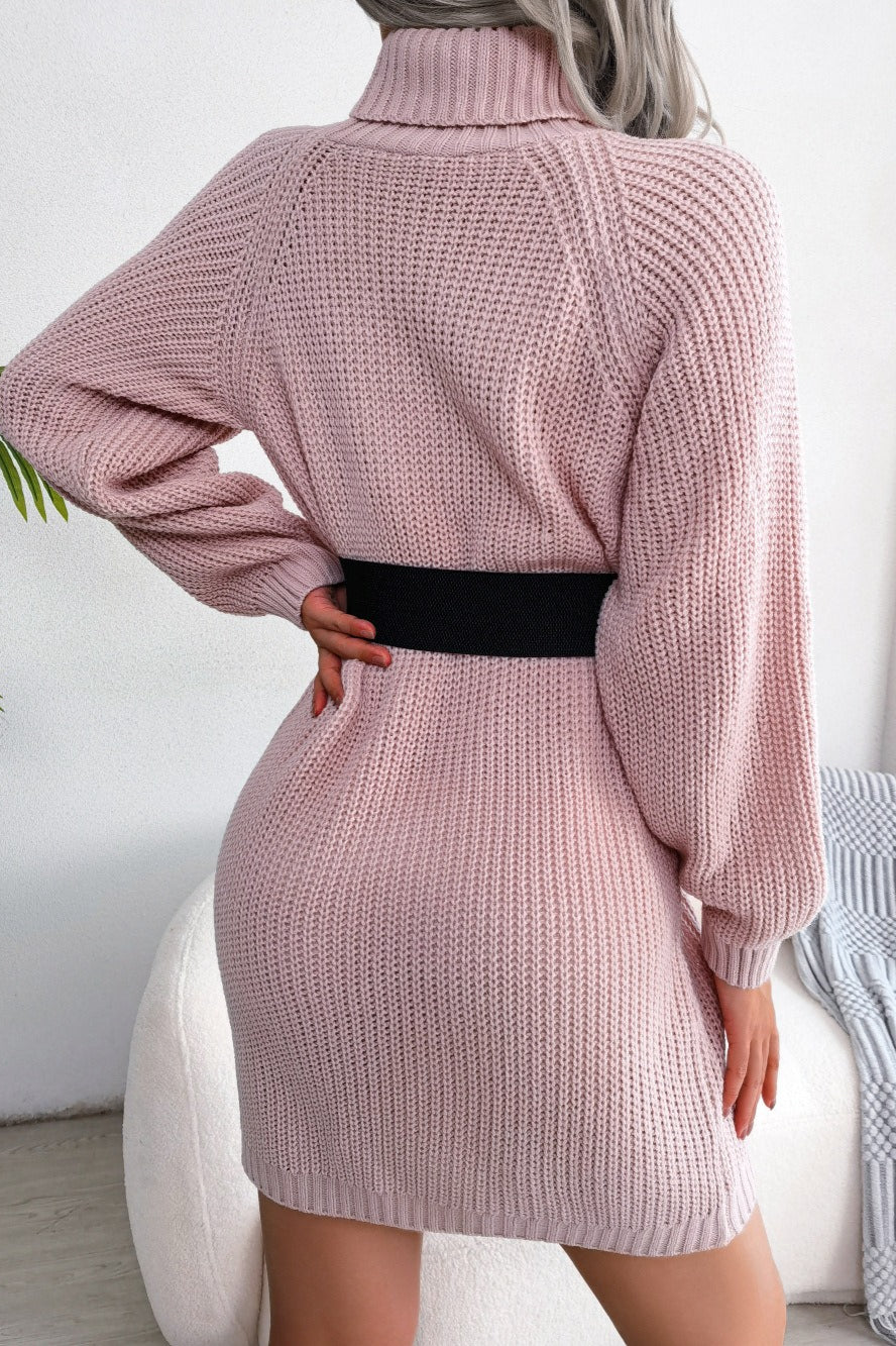 Long Sleeve Button Knit Sweater Dress - Image 4