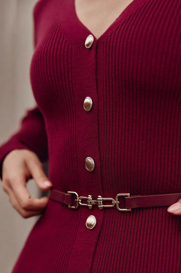 Long Sleeve Button Sweater Dress - Image 5