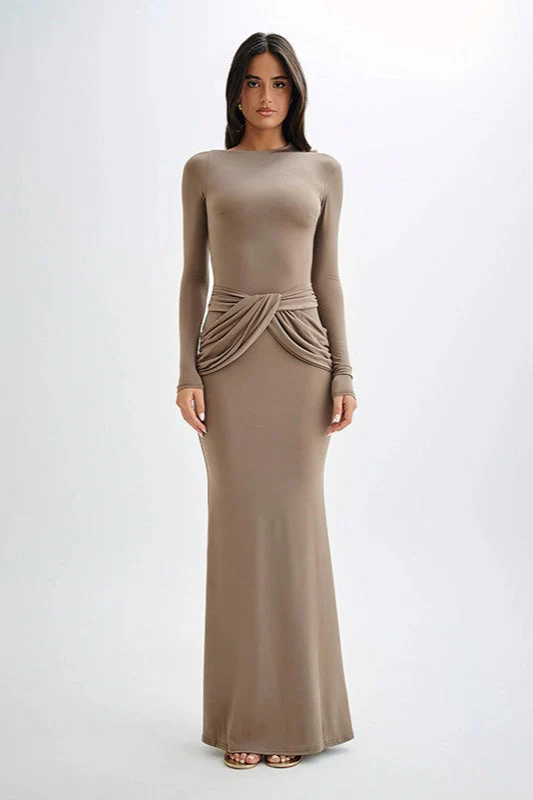 Long Sleeve Crew Neck Maxi Dress - Image 3