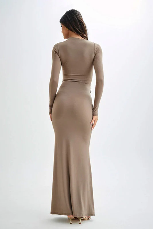 Long Sleeve Crew Neck Maxi Dress - Image 4