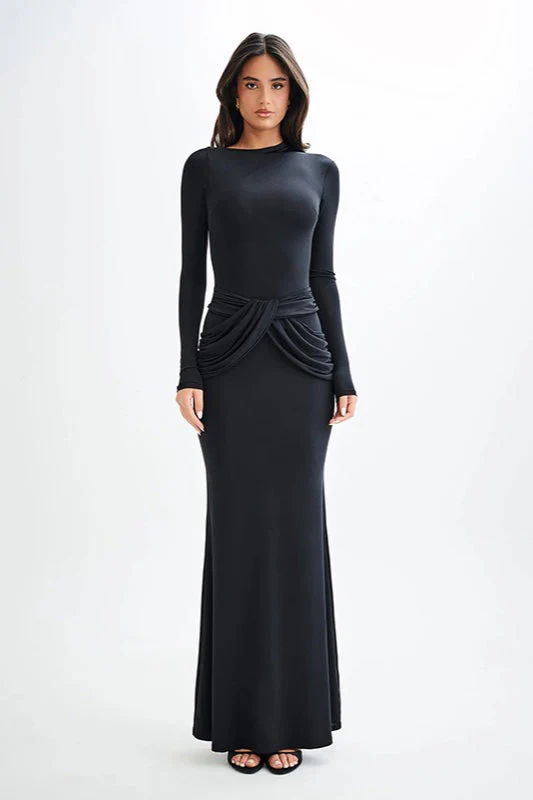 Long Sleeve Crew Neck Maxi Dress - Image 5