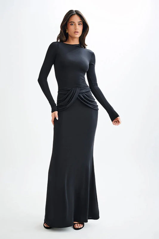 Long Sleeve Crew Neck Maxi Dress - Image 7