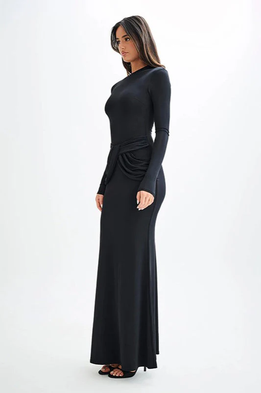 Long Sleeve Crew Neck Maxi Dress - Image 8