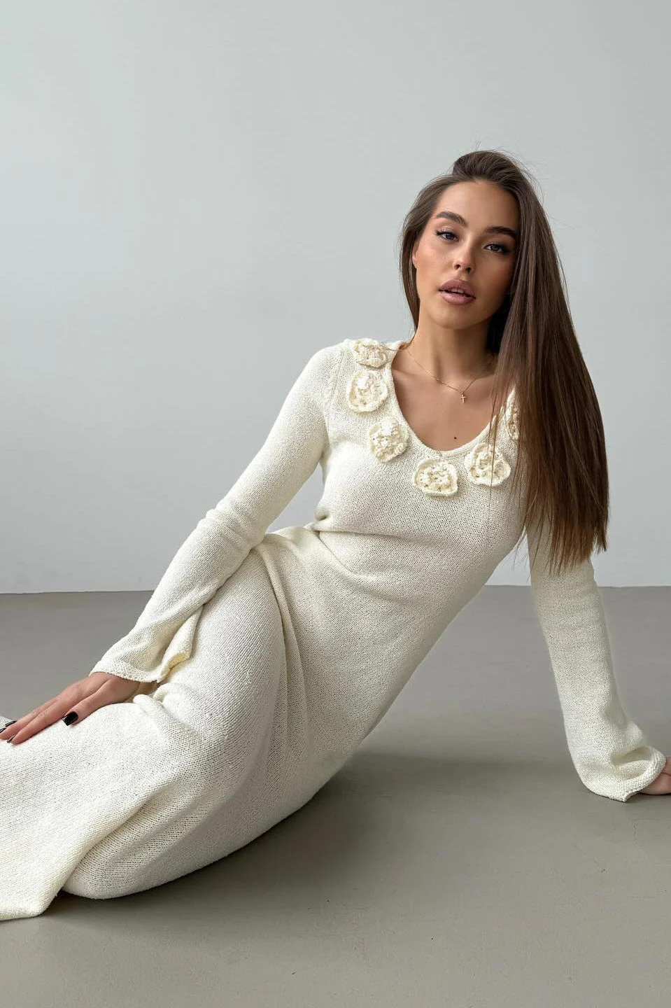 Long Sleeve Floral Maxi Sweater Dress - Image 6